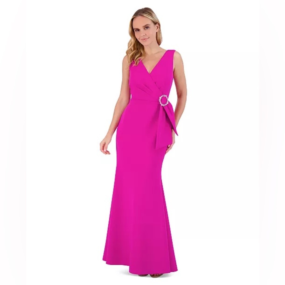 Eliza J Women's Side-Sash Surplice-Neck Mermaid Gown